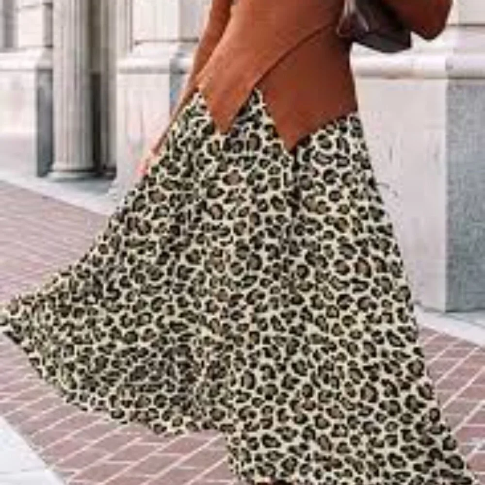 CUPSHE BROWN TAN LEOPARD PLEATED MIDI SKIRT SIZE SMALL NWT - Picture 2 of 4